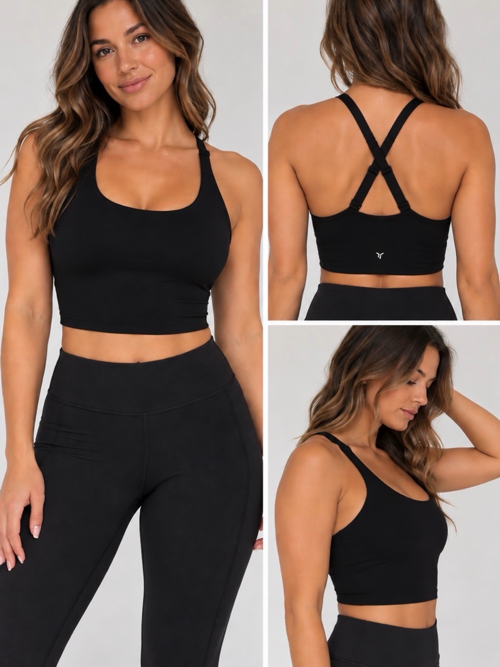 Old Navy Black Cross-Back Seamless Crop Sports Bra